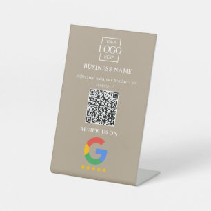 Signe De Table Code QR de logo d'entreprise pour les avis Google