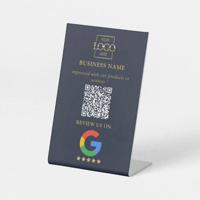 Signe De Table Code QR de logo d'entreprise pour les avis Google  (Recto)