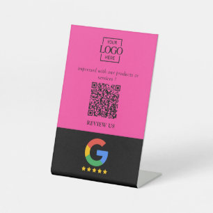 Signe De Table Code QR de logo d'entreprise pour les avis Google