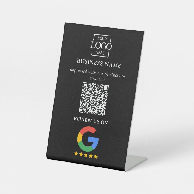Signe De Table Code QR de logo d'entreprise pour les avis Google  (Recto)