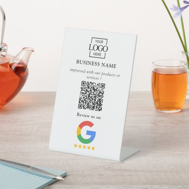 Signe De Table Code QR de logo d'entreprise pour les avis Google  (In SItu)