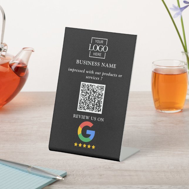 Signe De Table Code QR de logo d'entreprise pour les avis Google  (In SItu)