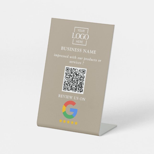 Signe De Table Code QR de logo d'entreprise pour les avis Google  (Recto)
