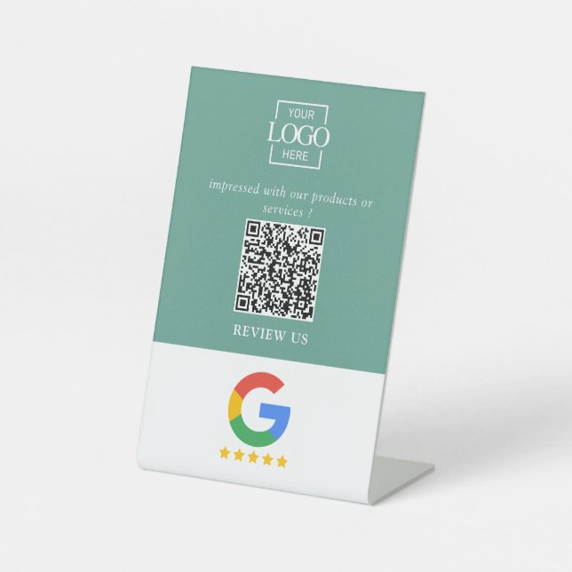 Signe De Table Code QR de logo d'entreprise pour les avis Google  (Recto)
