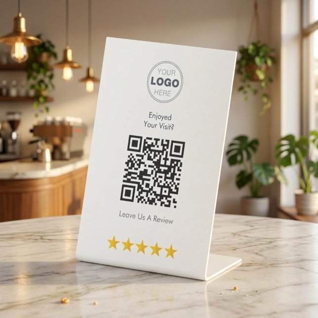 Signe De Table Code QR de logo personnalisé pour l'évaluation des (5-Star Reviews Made Easy! ⭐ Custom QR Code Table Tents)