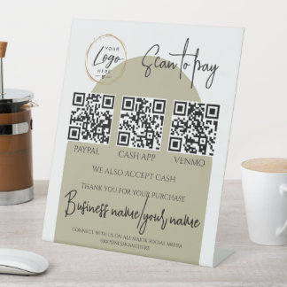 Signe De Table Code QR de logo personnalisé pour paiement par sca