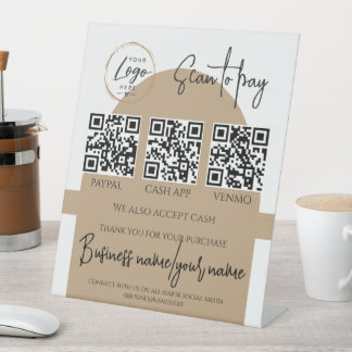 Signe De Table Code QR de logo personnalisé pour paiement par sca