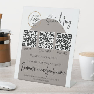 Signe De Table Code QR de logo personnalisé pour paiement par sca