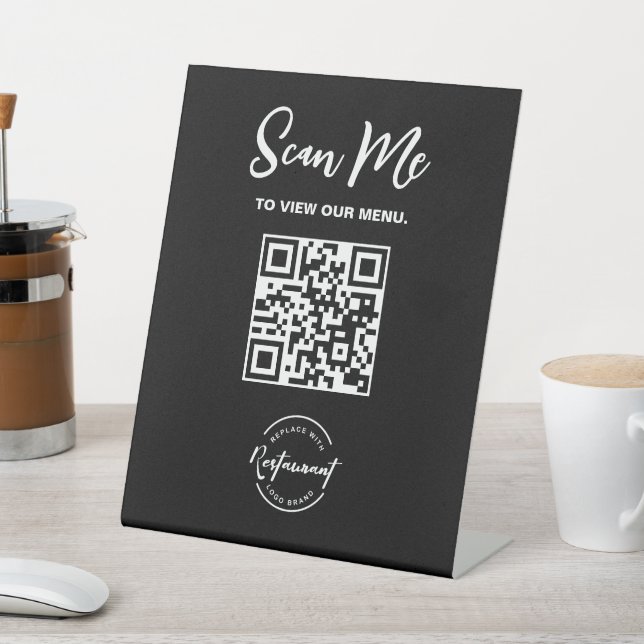 Signe De Table Code QR de logo personnalisé Scannez-moi Restauran (In SItu)