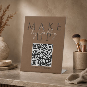 Signe De Table Code QR de maquilleuse en terre cuite foncée