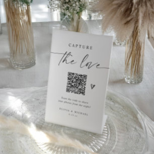 Signe De Table Code QR de mariage Partage de photos élégant