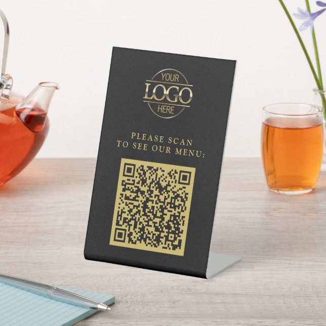 Signe De Table Code QR de menu de logo d'entreprise personnalisé  (In SItu)