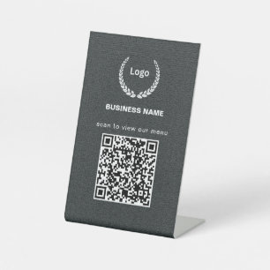 Signe De Table Code QR de menu de restaurant avec logo texturé po