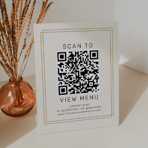 Signe De Table Code QR de menu de restaurant Avery Chic or et noi