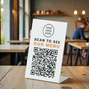 Signe De Table Code QR de menu Logo de restaurant café