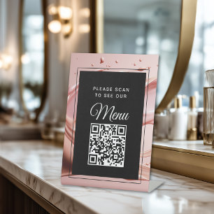 Signe De Table Code QR de menu numérique Rose Blush