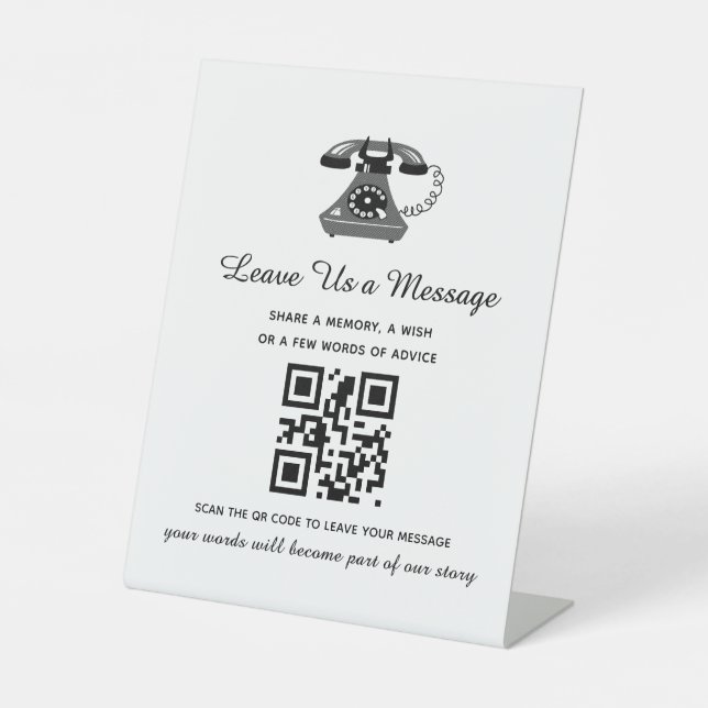 Signe De Table Code QR de message de mariage dessiné à la main (Recto)