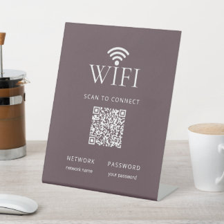 Signe De Table Code QR de mot de passe de réseau WiFi violet marr