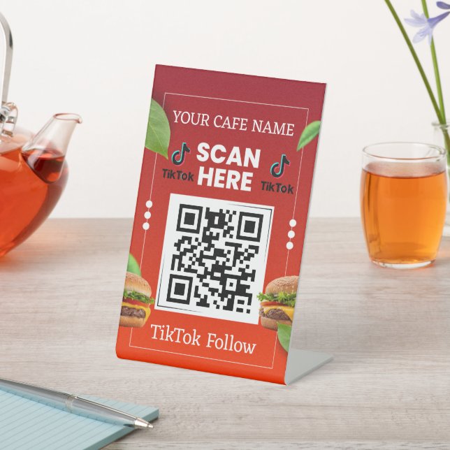 Signe De Table Code QR de Nos Vidéos | Suivre sur TikTok | Café (In SItu)
