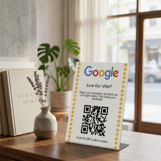 Signe De Table Code QR de notation moderne cinq étoiles sur Googl