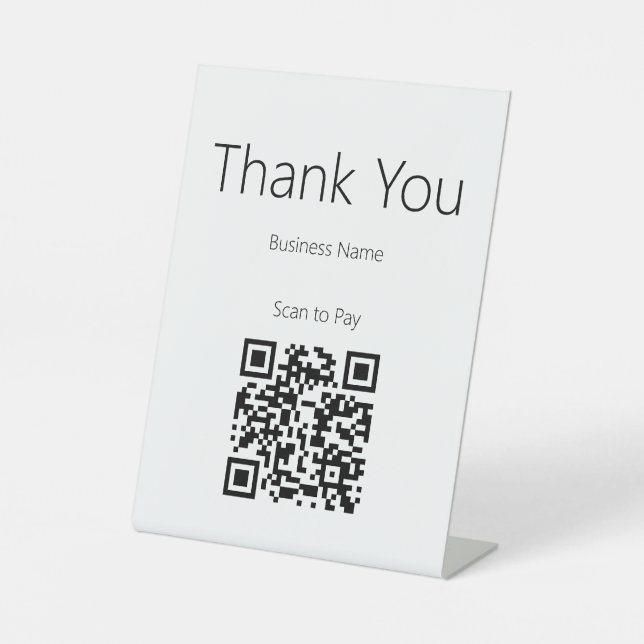 Signe De Table Code QR de paiement à scanner en noir et blanc pou (Recto)