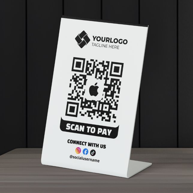 Signe De Table Code QR de paiement à scanner Logo Apple Pay (Créateur téléchargé)