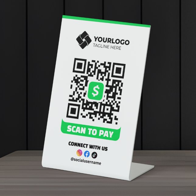 Signe De Table Code QR de paiement à scanner Logo de l'applicatio (Créateur téléchargé)