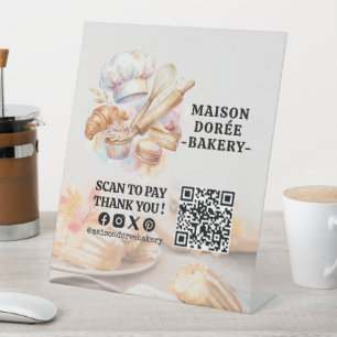 Signe De Table Code QR de paiement de la boulangerie-pâtisserie i