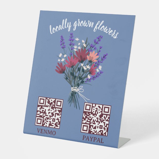 Signe De Table CODE QR DE PAIEMENT Fleuriste Fleurs Marché des pr (Recto)