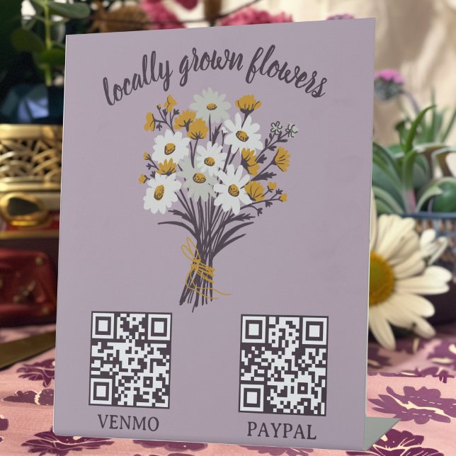 Signe De Table CODE QR DE PAIEMENT Fleuriste Fleurs Marché des pr (PAYMENT QR CODE Florist Shop Flower Stand Farmers Market Pedestal Sign
)