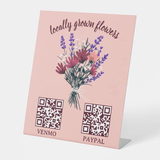 Signe De Table CODE QR DE PAIEMENT Fleuriste Fleurs Marché des pr (Recto)
