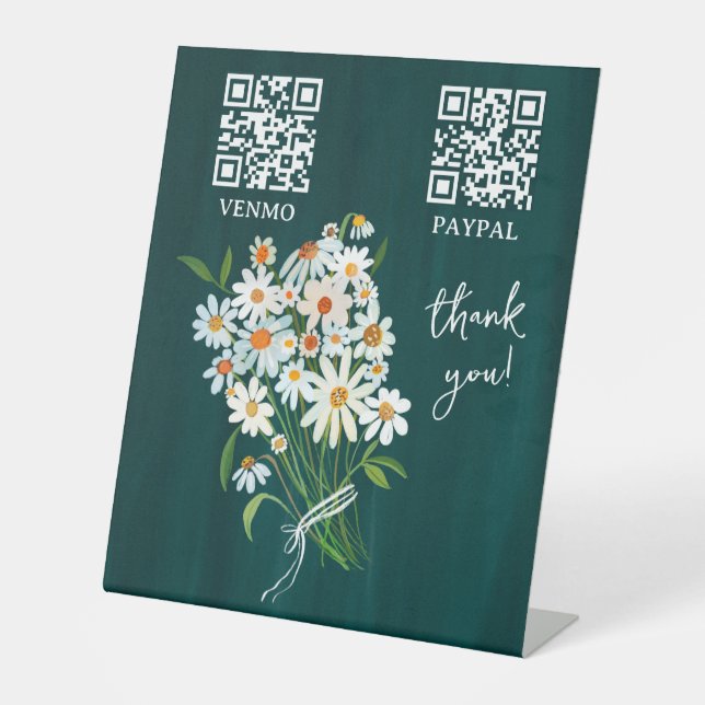 Signe De Table CODE QR DE PAIEMENT Fleuriste Fleurs Marché des pr (Recto)