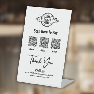 Signe De Table Code QR de paiement personnalisé, Paypal, Venmo, A