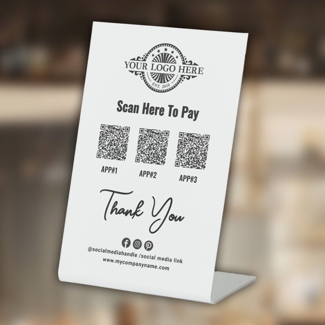 Signe De Table Code QR de paiement personnalisé, Paypal, Venmo, A (Créateur téléchargé)