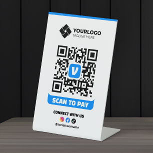 Signe De Table Code QR de paiement Scan to Pay Logo Venmo