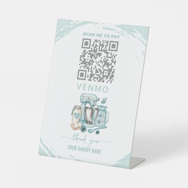 Signe De Table Code QR de paiement Venmo de boulangerie  (Recto)