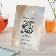 Code QR de paiement Venmo en or pierre d'opale 
