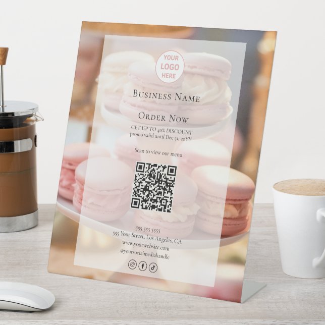 Signe De Table Code QR de photo de boulangerie avec logo personna (In SItu)