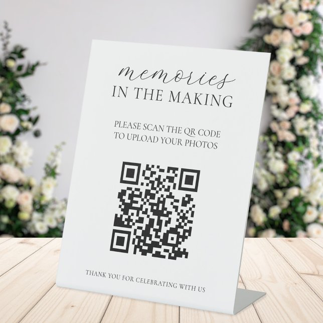 Signe De Table Code QR de photos de mariage 'Souvenirs en créatio (Créateur téléchargé)