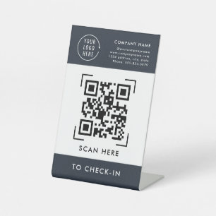 Signe De Table Code QR de prise en charge Logo de l'entreprise