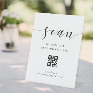 Signe De Table Code QR de programme de mariage de calligraphie mo