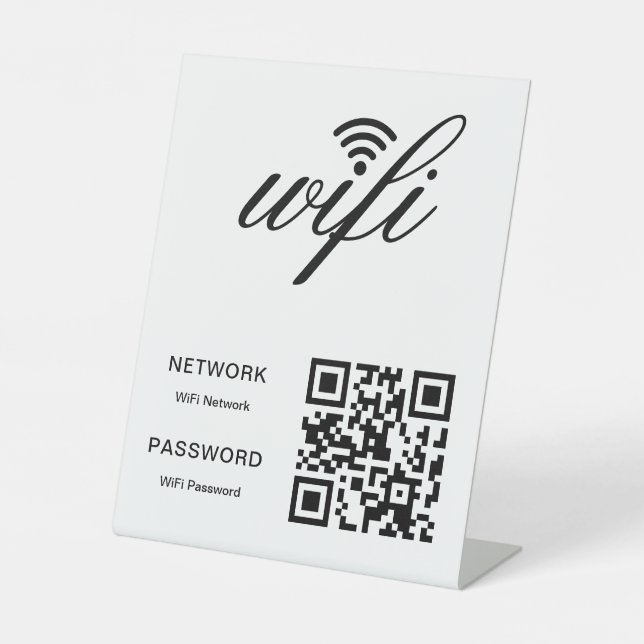 Signe De Table Code QR de réseau Wifi personnalisé avec marque Bl (Recto)