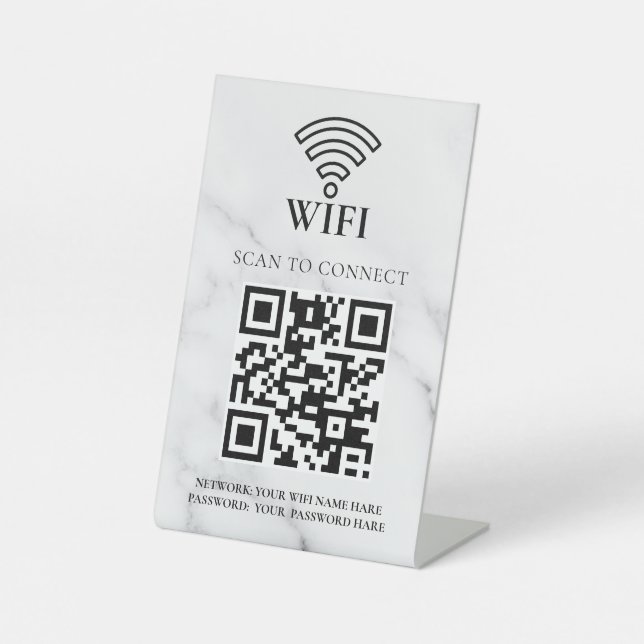 Signe De Table Code QR de réseau WiFi professionnel personnalisé (Recto)
