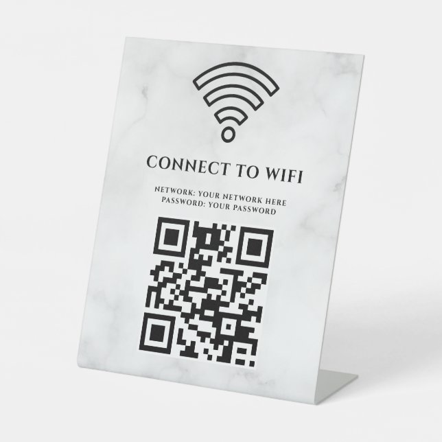 Signe De Table Code QR de réseau WiFi professionnel personnalisé (Recto)