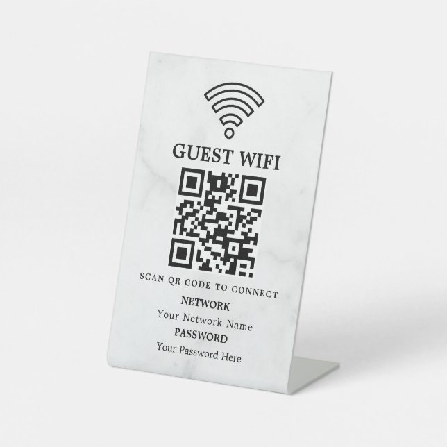 Signe De Table Code QR de réseau WiFi professionnel personnalisé (Recto)