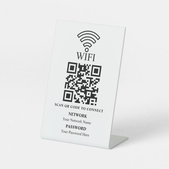 Signe De Table Code QR de réseau WiFi professionnel personnalisé (Recto)