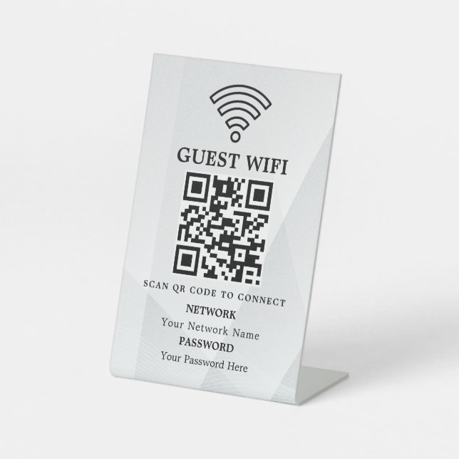 Signe De Table Code QR de réseau WiFi professionnel personnalisé (Recto)