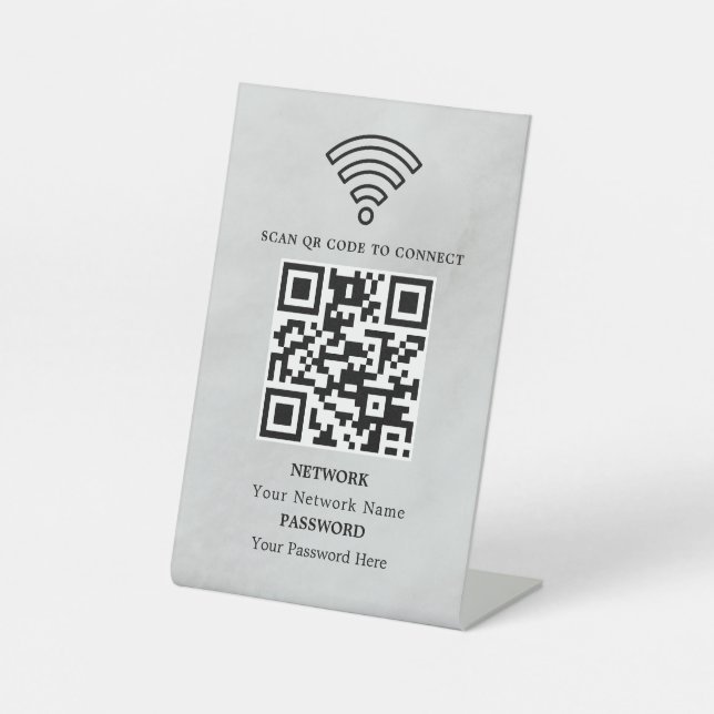 Signe De Table Code QR de réseau WiFi professionnel personnalisé (Recto)