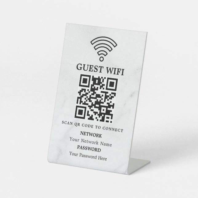 Signe De Table Code QR de réseau WiFi professionnel personnalisé (Recto)