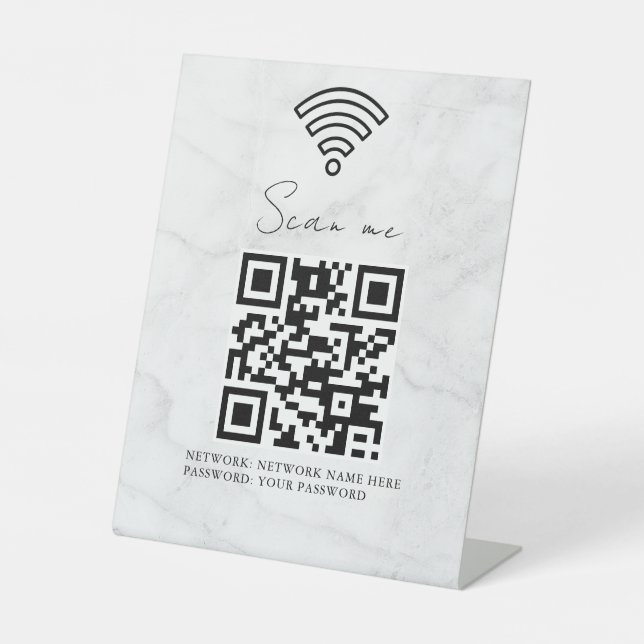 Signe De Table Code QR de réseau WiFi professionnel personnalisé (Recto)